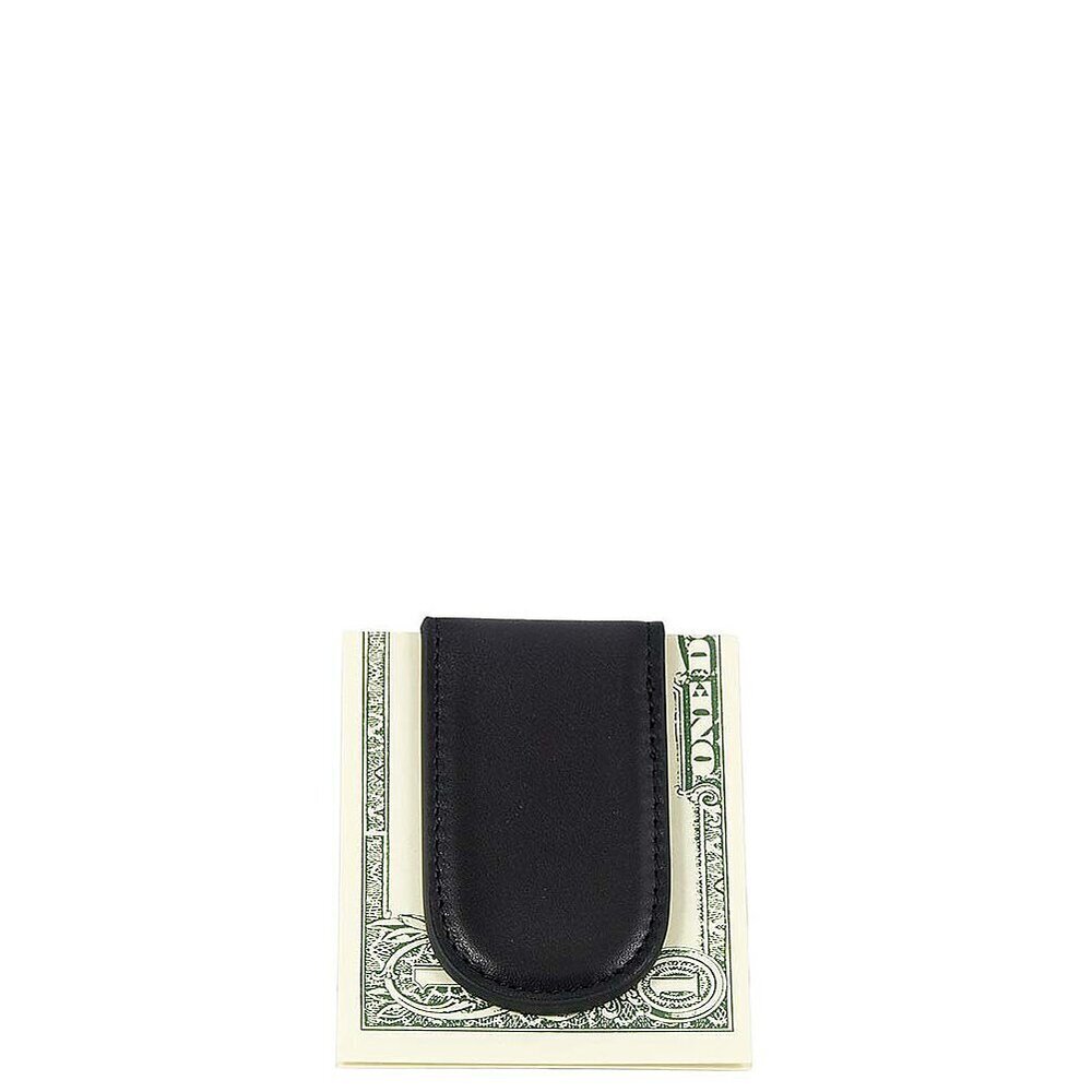 9412 Nappa Vitello Collection-Magnetic Money Clip, Black Leather